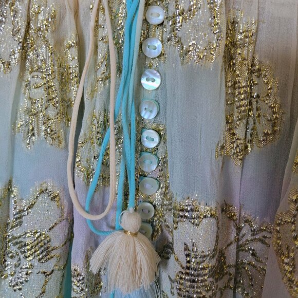 Boho Madrid Size S Short Sleeve Lurex Floral Mini Ombre Dress - Picture 7 of 14